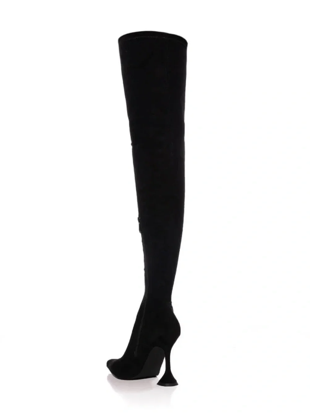 AZALEA WANG ELEVATE THIGH HIGH STRETCH SUEDE BOOT IN BLACK